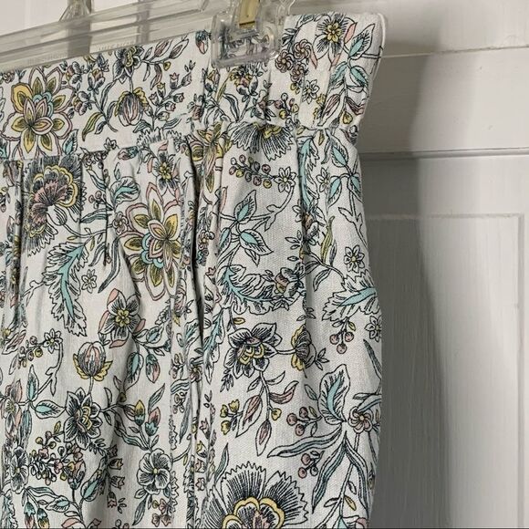 LOFT Border Floral Linen Blend Pull On Skirt - Picture 3 of 9